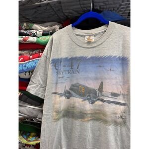 Diamond Star C-47 Skytrain Warbirds of America Graphic T-Shirt Gray Mens XL